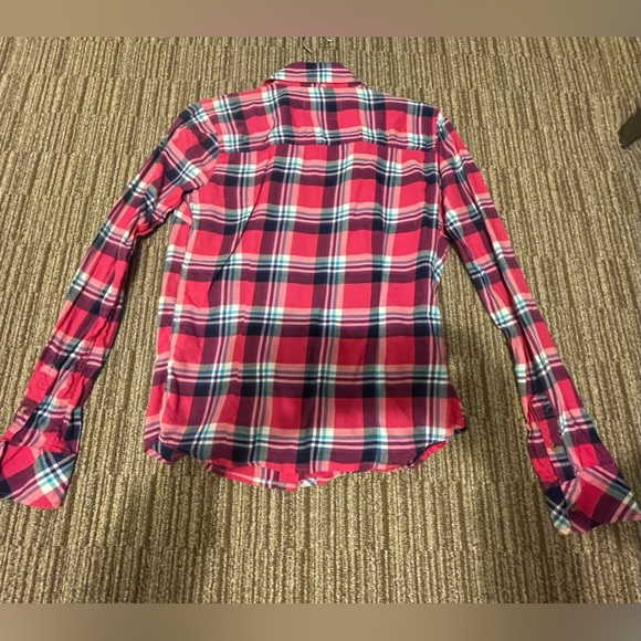 Aeropostale Pink And Blue Button Down Long Sleeve Plaid Shirt. Size S - Picture 2 of 3